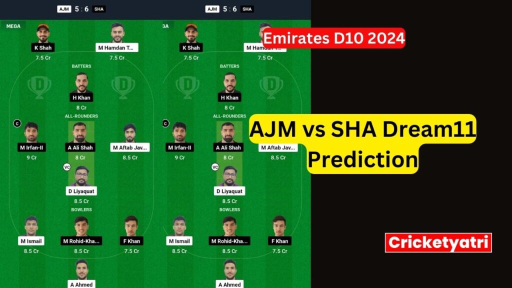 AJM vs SHA Dream11