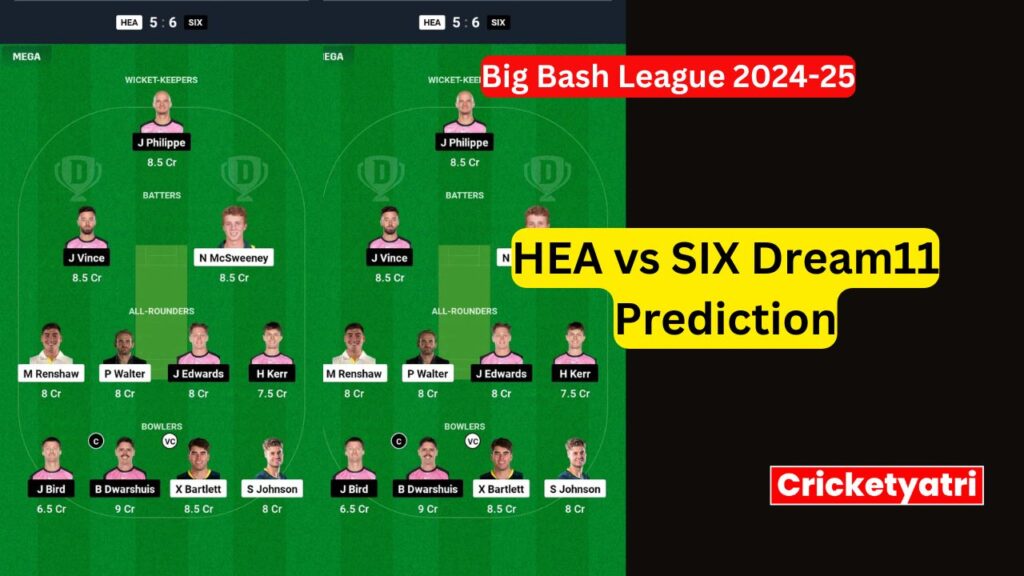 HEA vs SIX Dream11