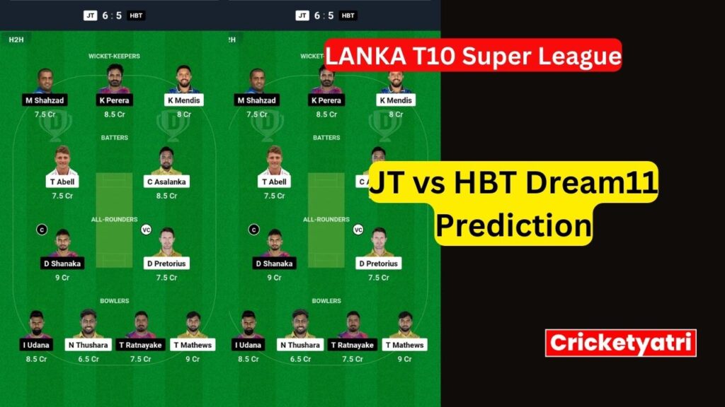 JT vs HBT Dream11