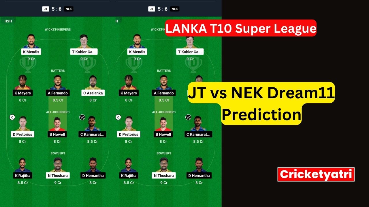 JT vs NEK Dream11