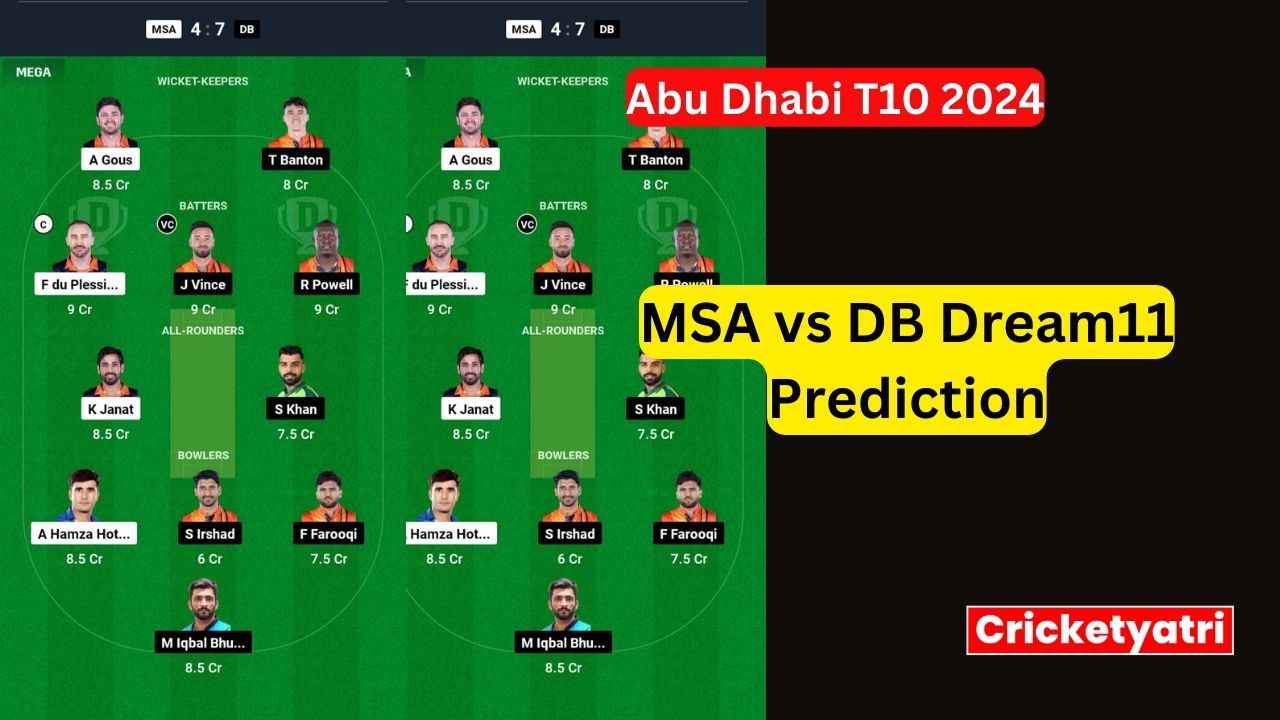 MSA vs DB Dream11