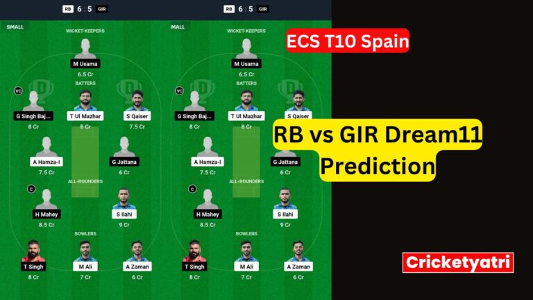 RB vs GIR Dream11