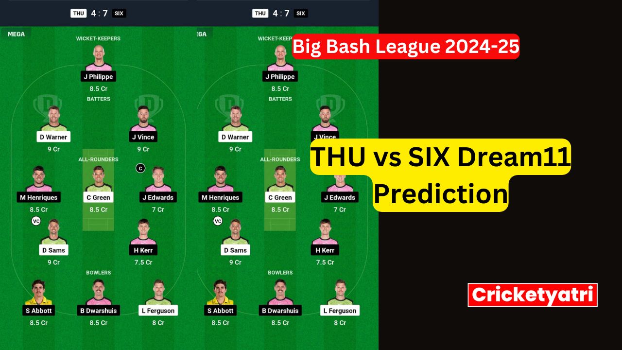 THU vs SIX Dream11