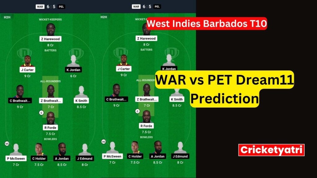 WAR vs PET Dream11