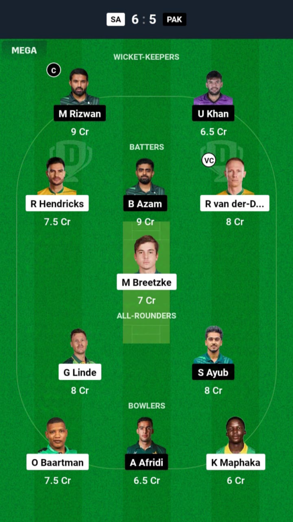 SA vs PAK Dream11