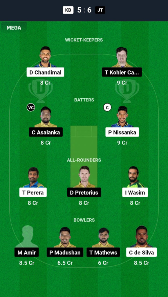 KB vs JT Dream11