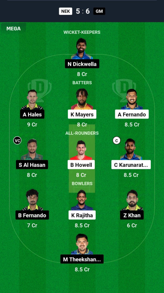 NEK vs GM Dream11