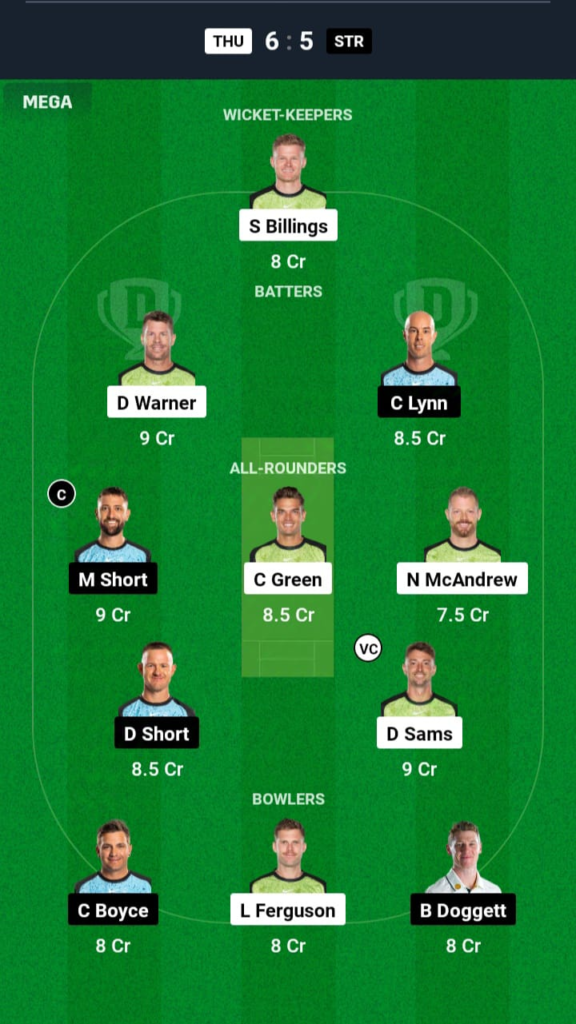 THU vs STR Dream11