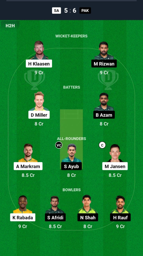 SA vs PAK Dream11