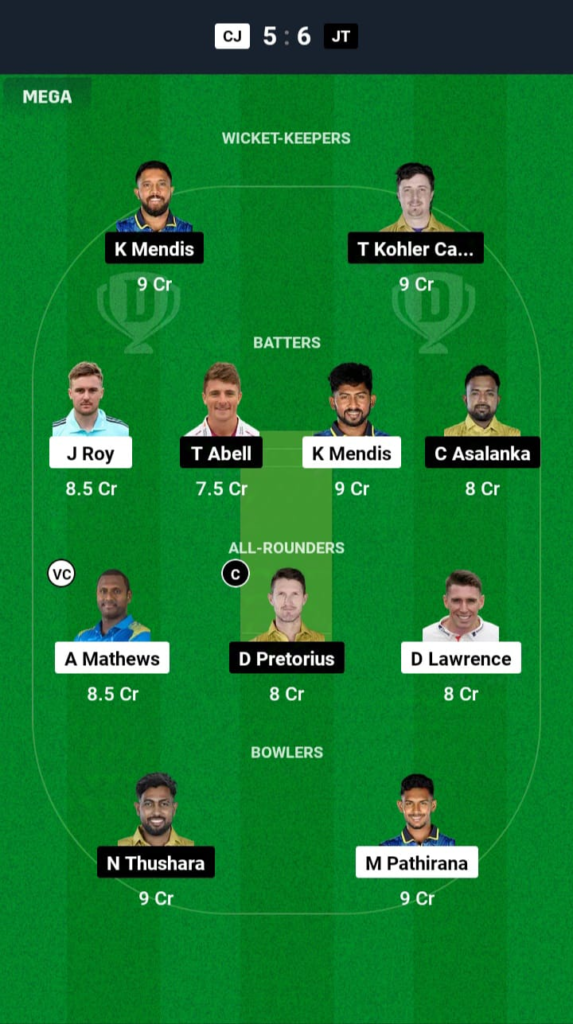 CJ vs JT Dream11