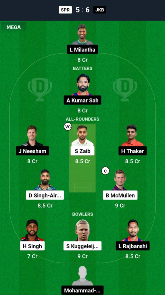 SPR vs JKB Dream11