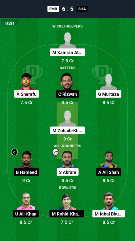 EMB vs SHA Dream11