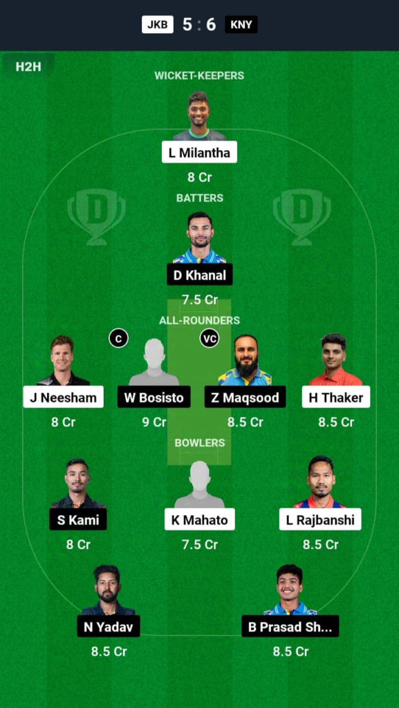 JKB vs KNY Dream11