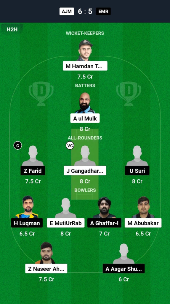 AJM vs EMR Dream11