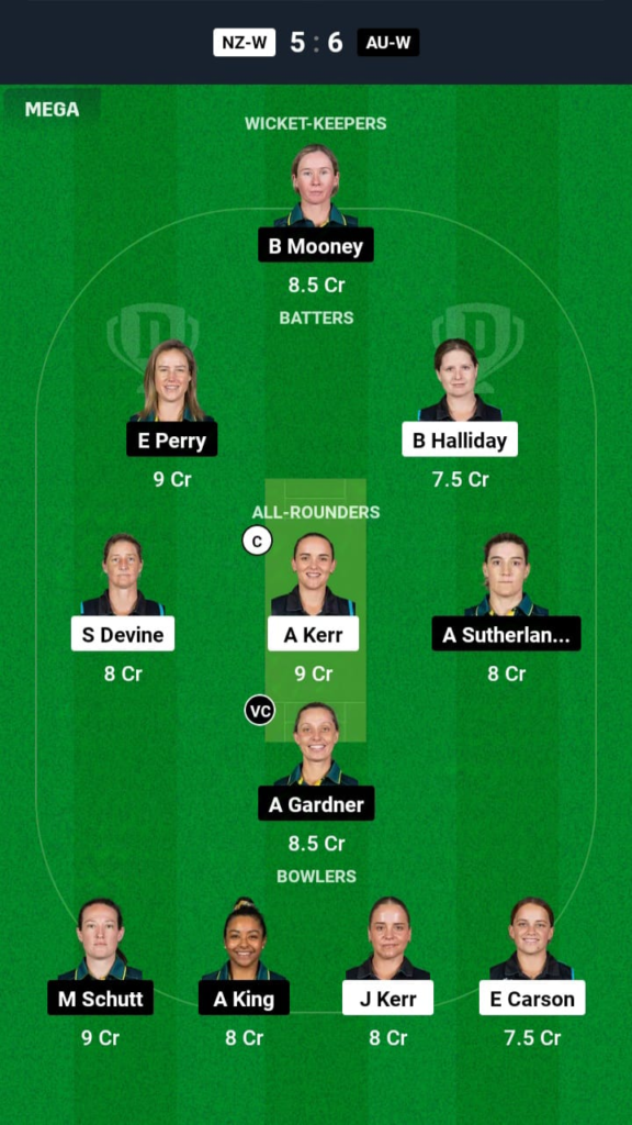 NZ-W vs AUS-W Dream11