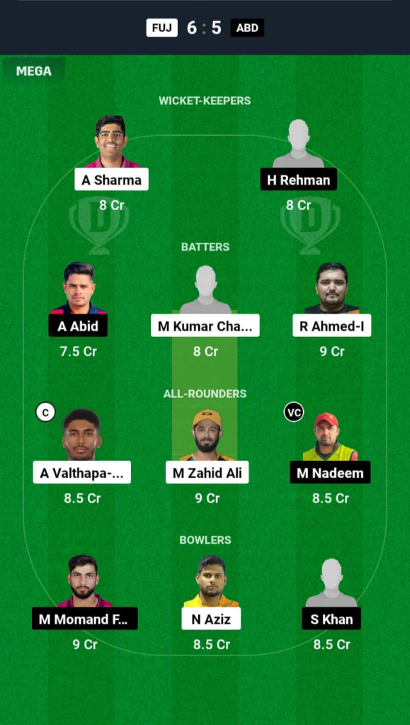 FUJ vs ABD Dream11