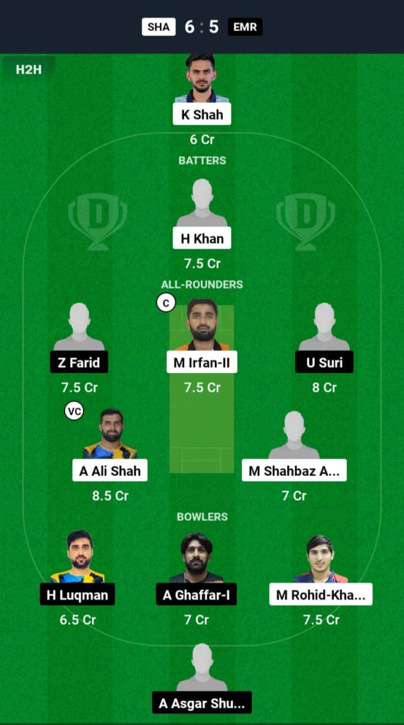 SHA vs EMR Dream11