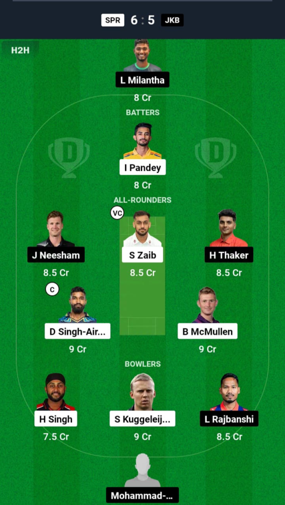 SPR vs JKB Dream11