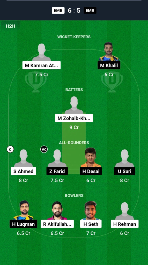 EMB vs EMR Dream11