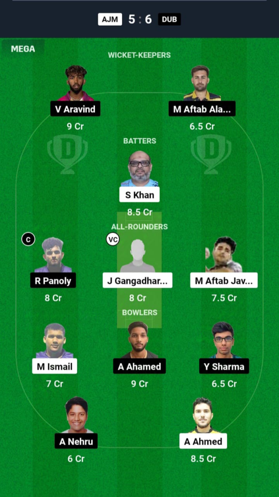 AJM vs DUB Dream11