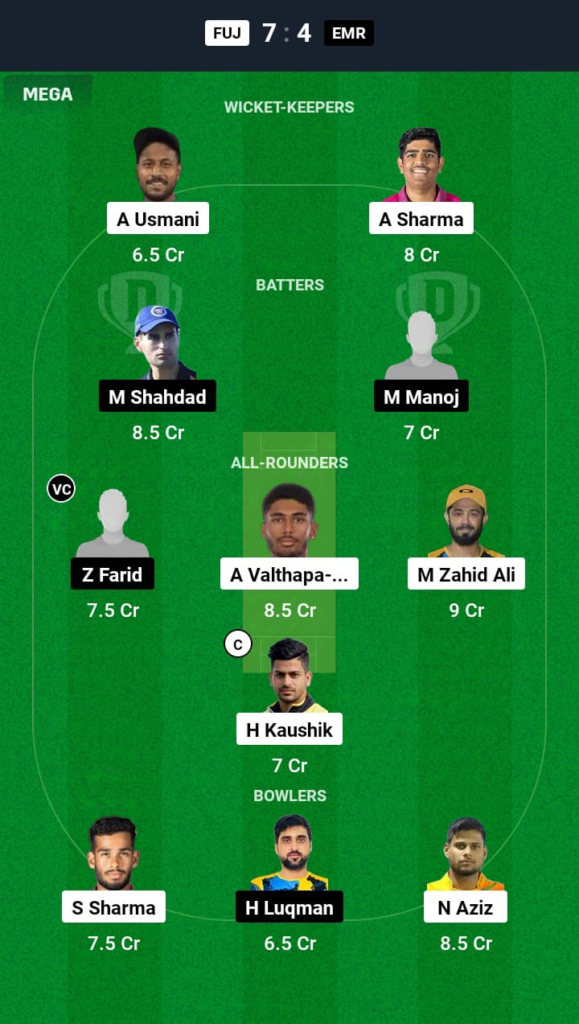 FUJ vs EMR Dream11