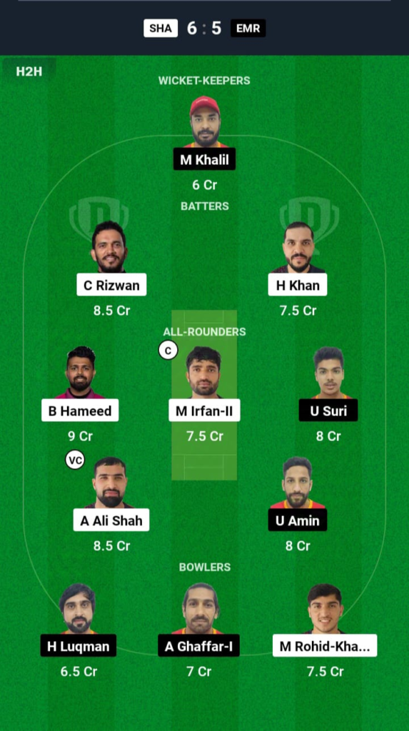 SHA vs EMR Dream11