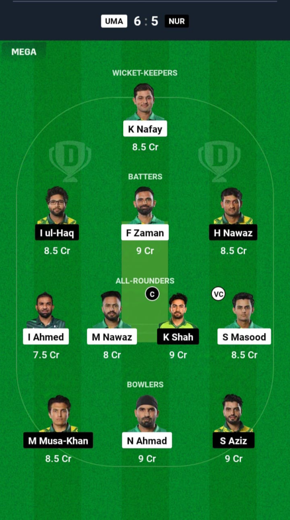 UMA vs NUR Dream11