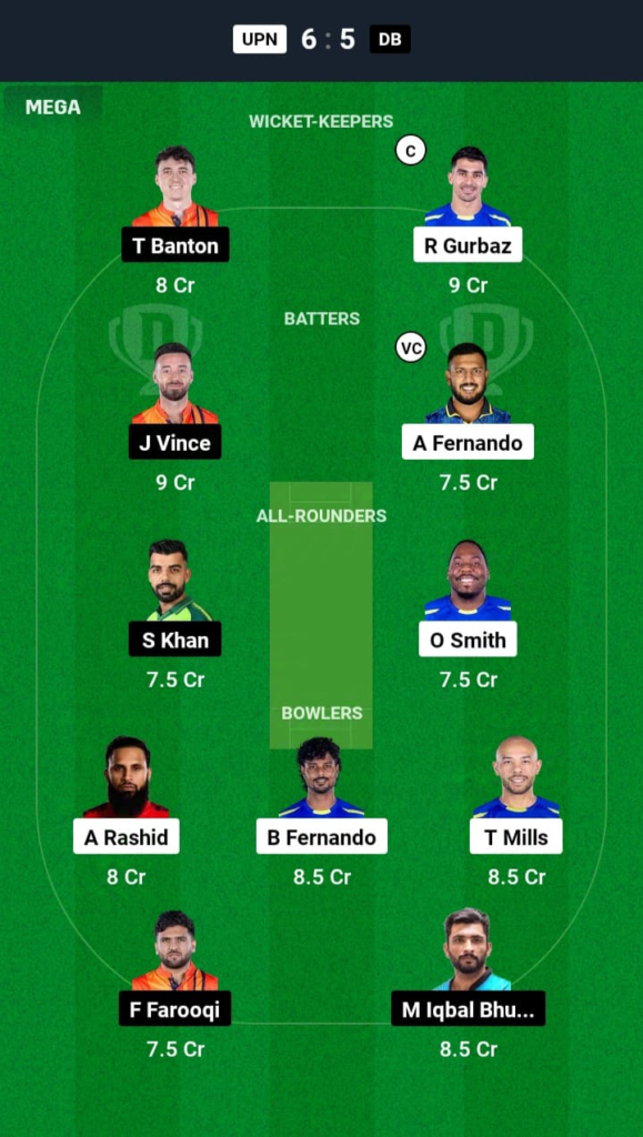 UPN vs DB Dream11