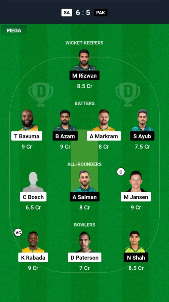 SA vs PAK Dream11