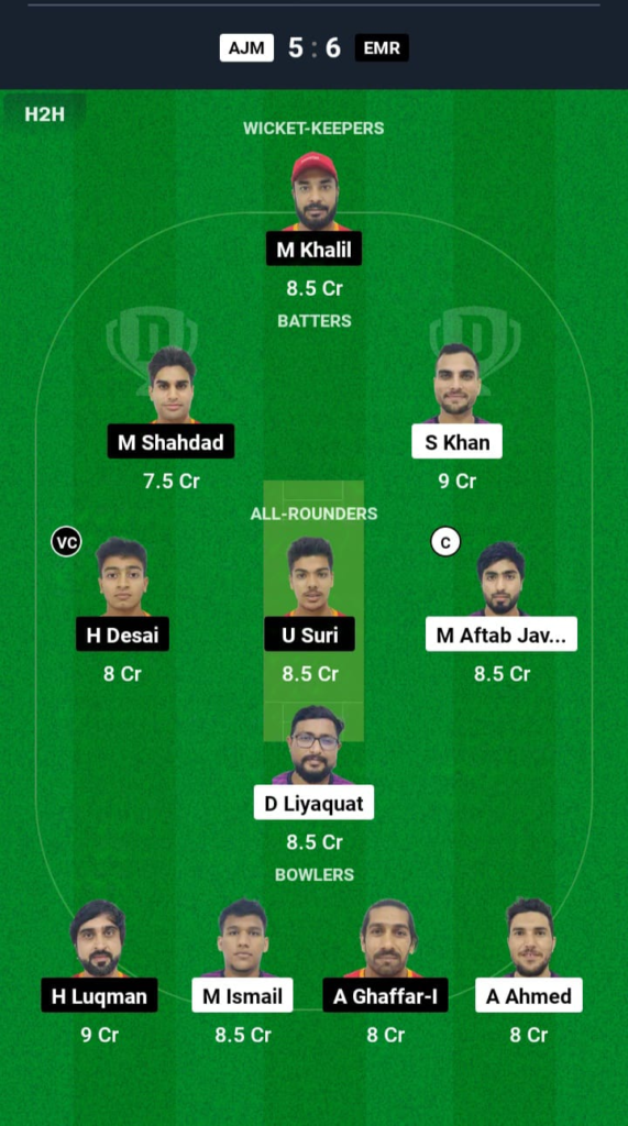 AJM vs EMR Dream11