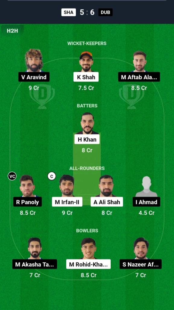 SHA vs DUB Dream11