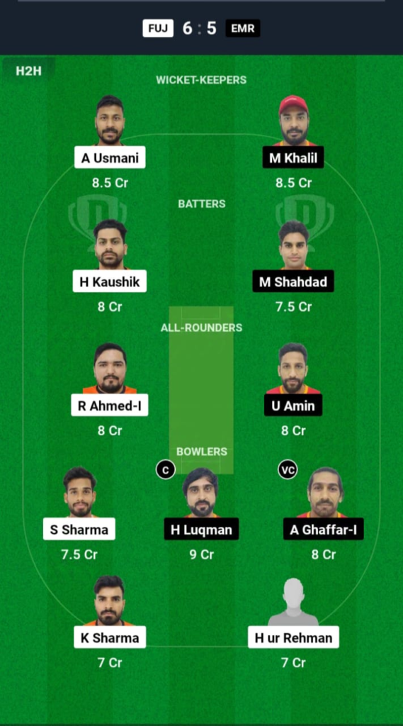 FUJ vs EMR Dream11