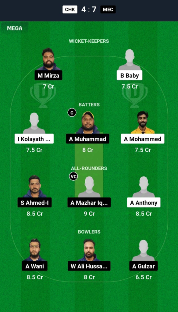 CHK vs MEG Dream11