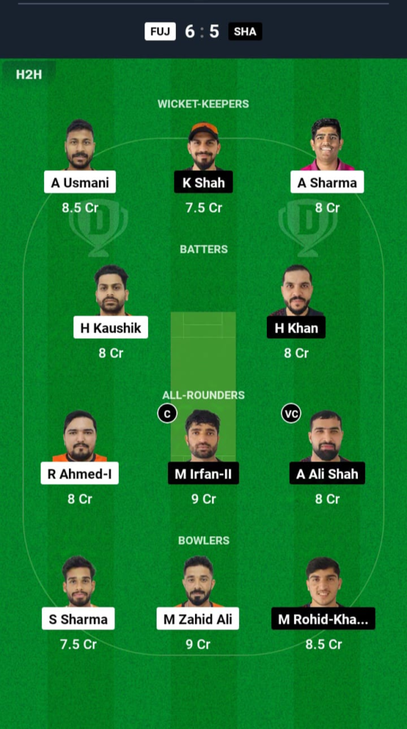 FUJ vs SHA Dream11