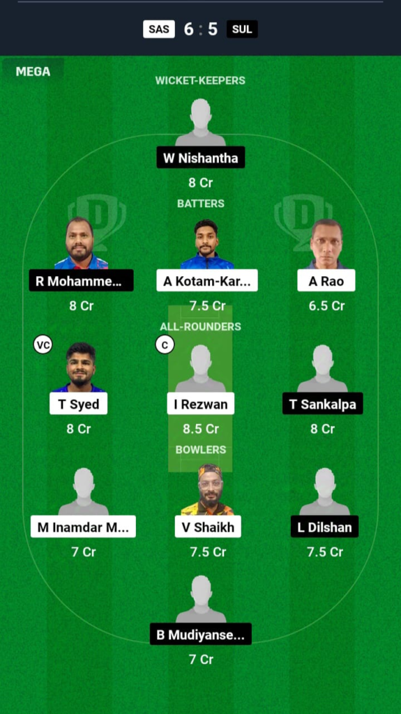 SAS vs SUL Dream11