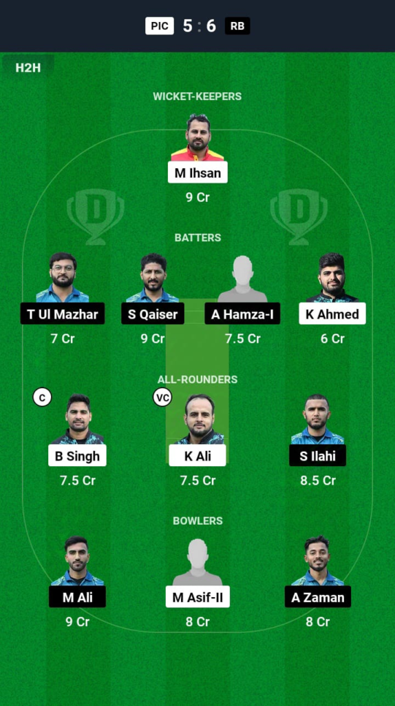 PIC vs RB Dream11 