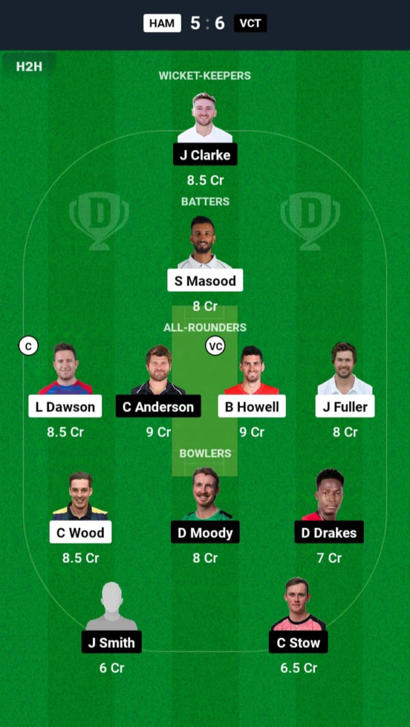 HAM vs VCT Dream11