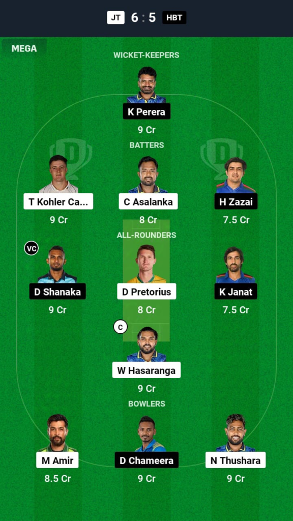 JT vs HBT Dream11