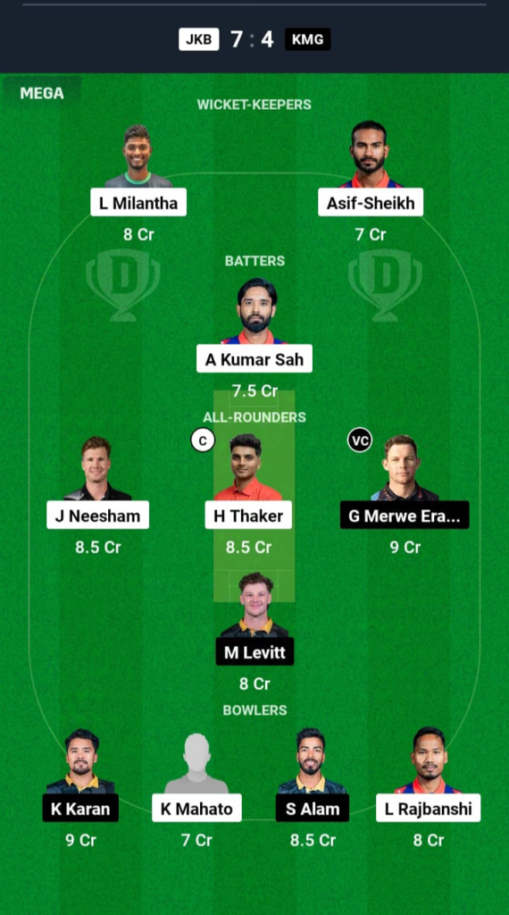 JKB vs KMG Dream11