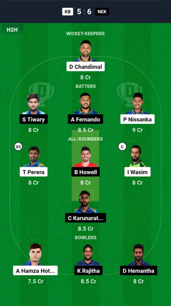 KB vs NEK Dream11