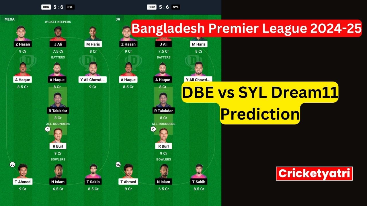 DBE vs SYL Dream11
