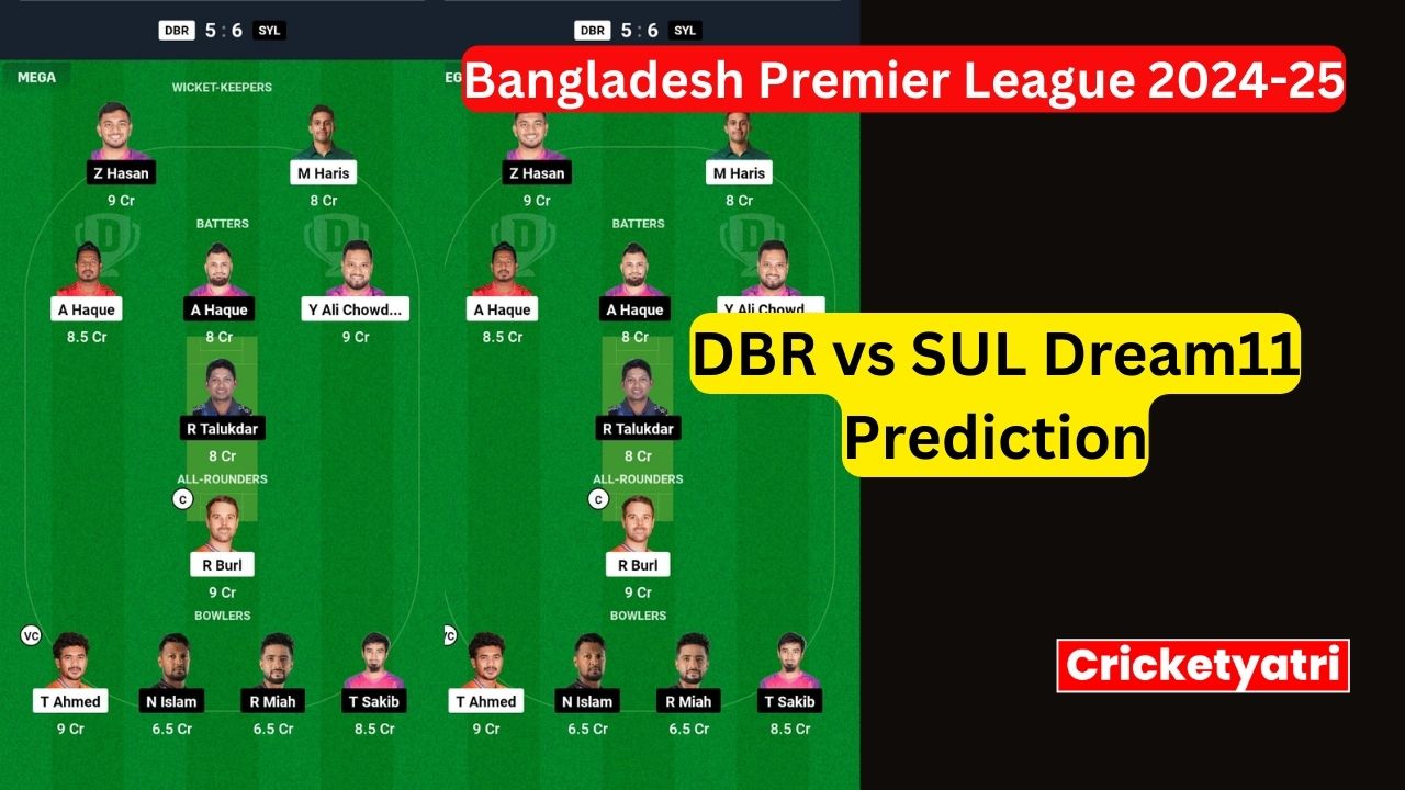 DBR vs SUL Dream11