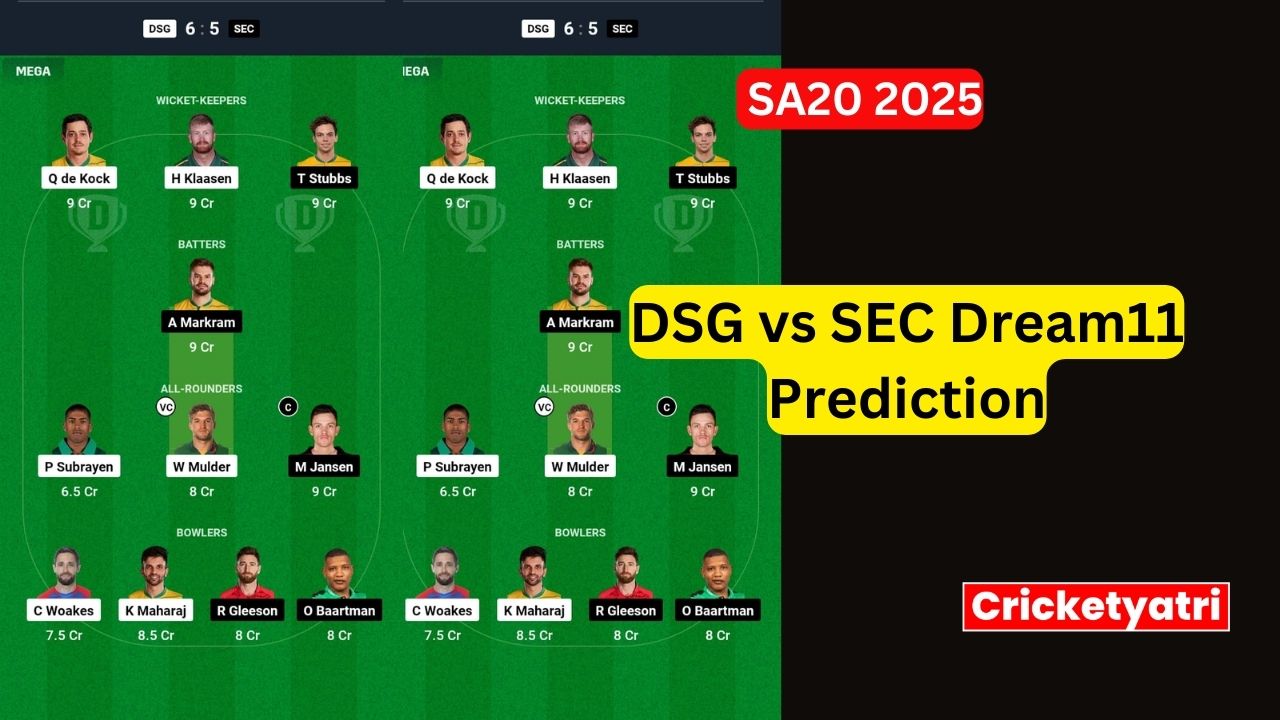 DSG vs SEC Dream11