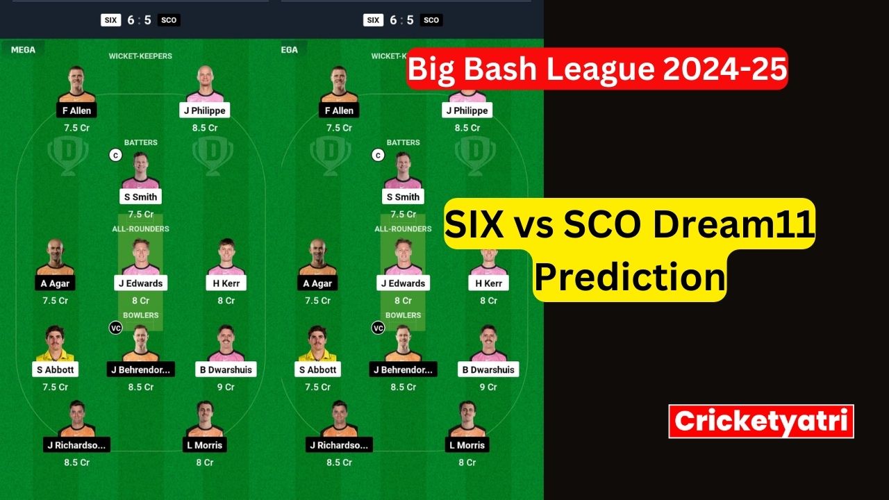 SIX vs SCO Dream11