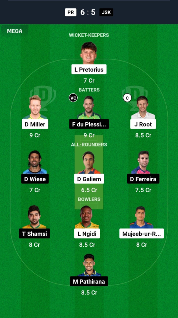 PR vs JSK Dream11