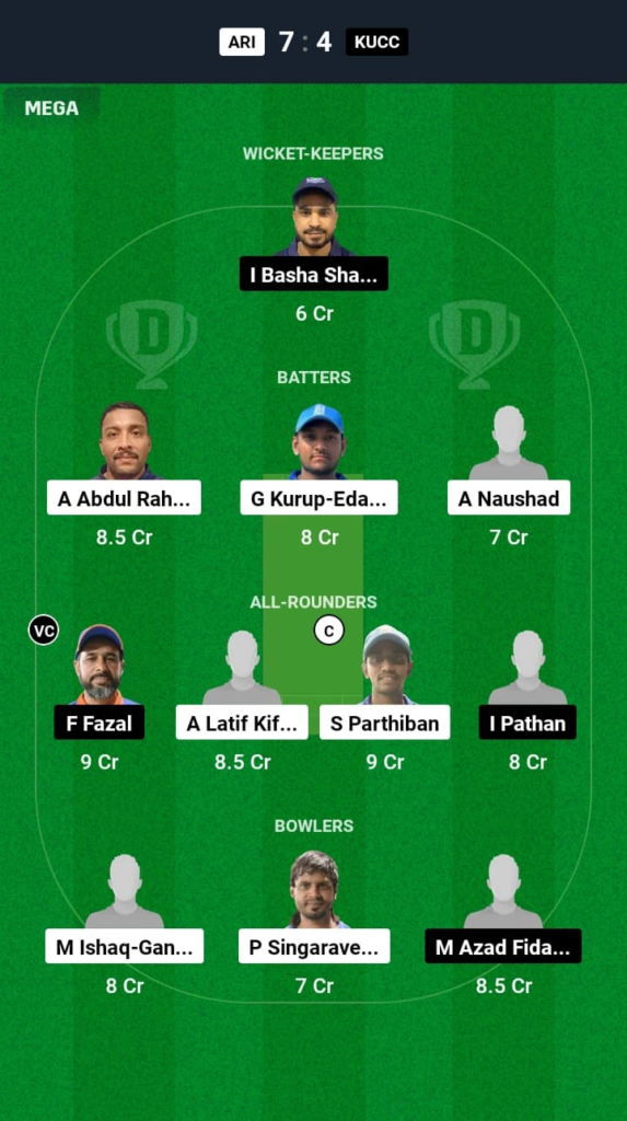ARI vs KUCC Dream11