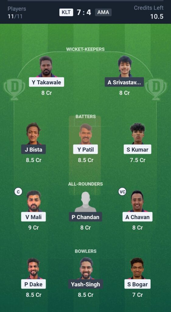KLT vs AMA Dream11