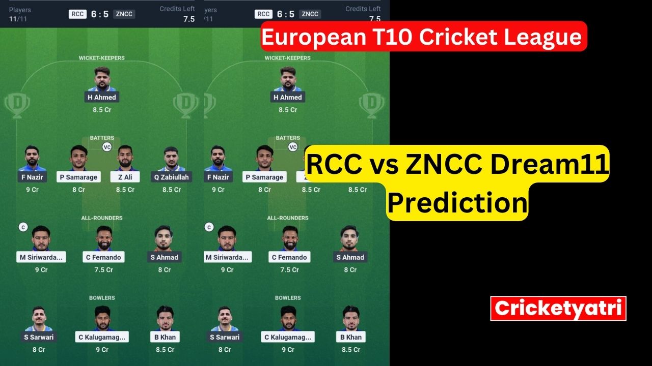 RCC vs ZNCC Dream11