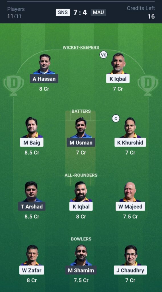 SNS vs MAU Dream11