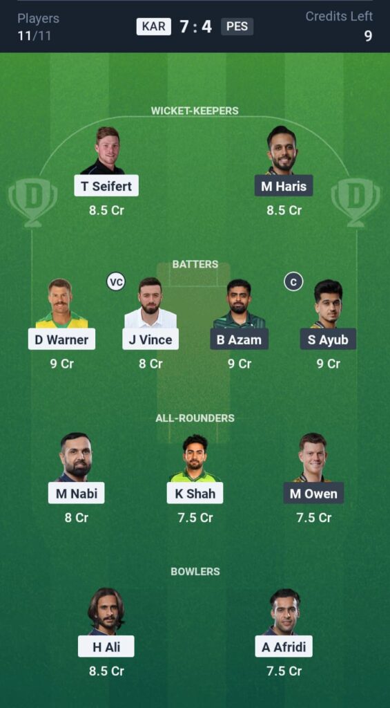 KAR vs PES Dream11